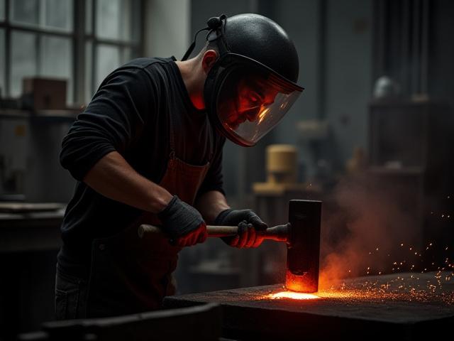 Artigiani Forgia Ruggente al lavoro con metallo incandescente